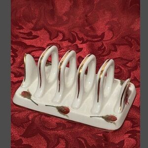 Vintage Toast Rack Creamer and Sugar Roses England